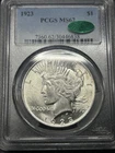 1923 P Peace Silver Dollar PCGS  MS62 CAC Approved ✅  CHIPPED RAIL ON SLAB
