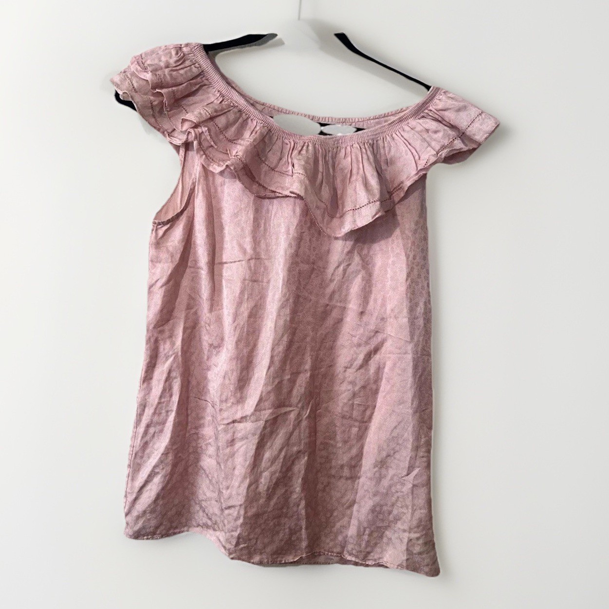 Juicy Couture Tank Top Silk Blend Women Sz 4 Pink Blush Ruffle Retro Vintage Y2K