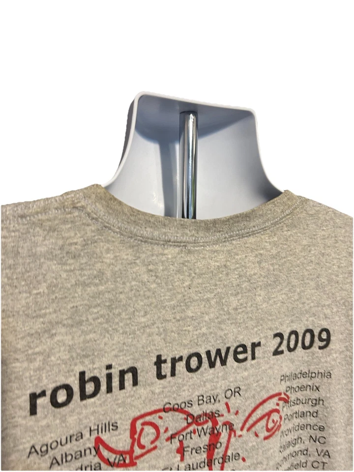 Camisa Robin Trower 2009 Tour Hombres XL Gris Jaspeado Manga Corta Doble Lado Foto 4 de 4