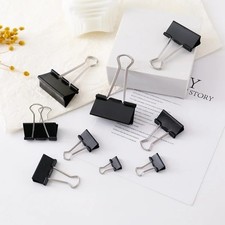 10PCS Metal Binder Clips Foldback Black Paper Clamps Office School 19-51mm UK