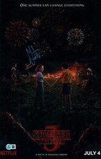 GATEN MATARAZZO SIGNED STRANGER THINGS 11X17 PHOTO DUSTIN SEASON 3 COA BAS