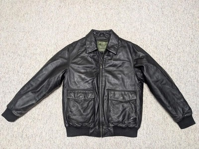 ジャケット・アウター Eddie Bauer vintage lether jacket vintage EDDIE BAUER lambskin GOOSE DOWN bomber jacket L black