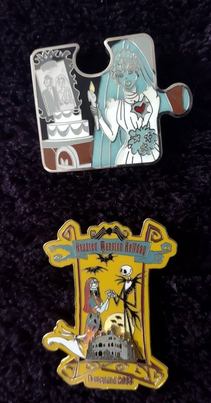 Disney Pins 2002 Haunted Mansion Puzzle Constance & 2003 Holiday Jack/Sally LE