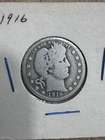 1916  Barber  Quarter  (90% Silver)  Coin