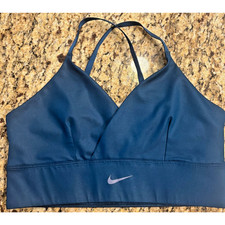 NIKE Women's Indy Textured Shine Light Support Sports Bra Small Teal