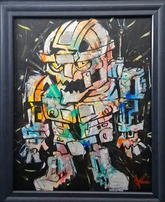 #ad #ad Americana Robot Painting Graffiti Expressionist Folk Art Thayer OOAK 8x10 Canvas $40.00