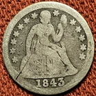 1843 Seated Liberty Dime 10C Silver Coin AG/G Details 90% Silver