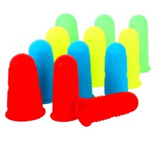 12 PCS Silicone Finger Protectors Covers, 3 Sizes Yellow/Red/Blue/Green