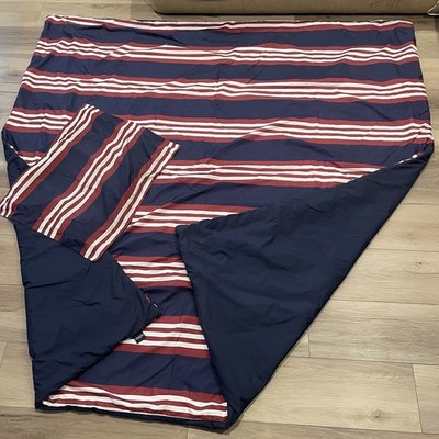 Vtg Tommy Hilfiger Full Reversible Comforter Red White Blue Stripe & Pillow Sham