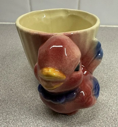 Vintage 1950's Shawnee Planter USA 502 Pink Blue Bird Trim