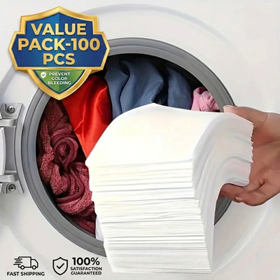 100 PCS Color Catcher Sheets Laundry Anti-Dye Protection Grabber Sheets-NEW