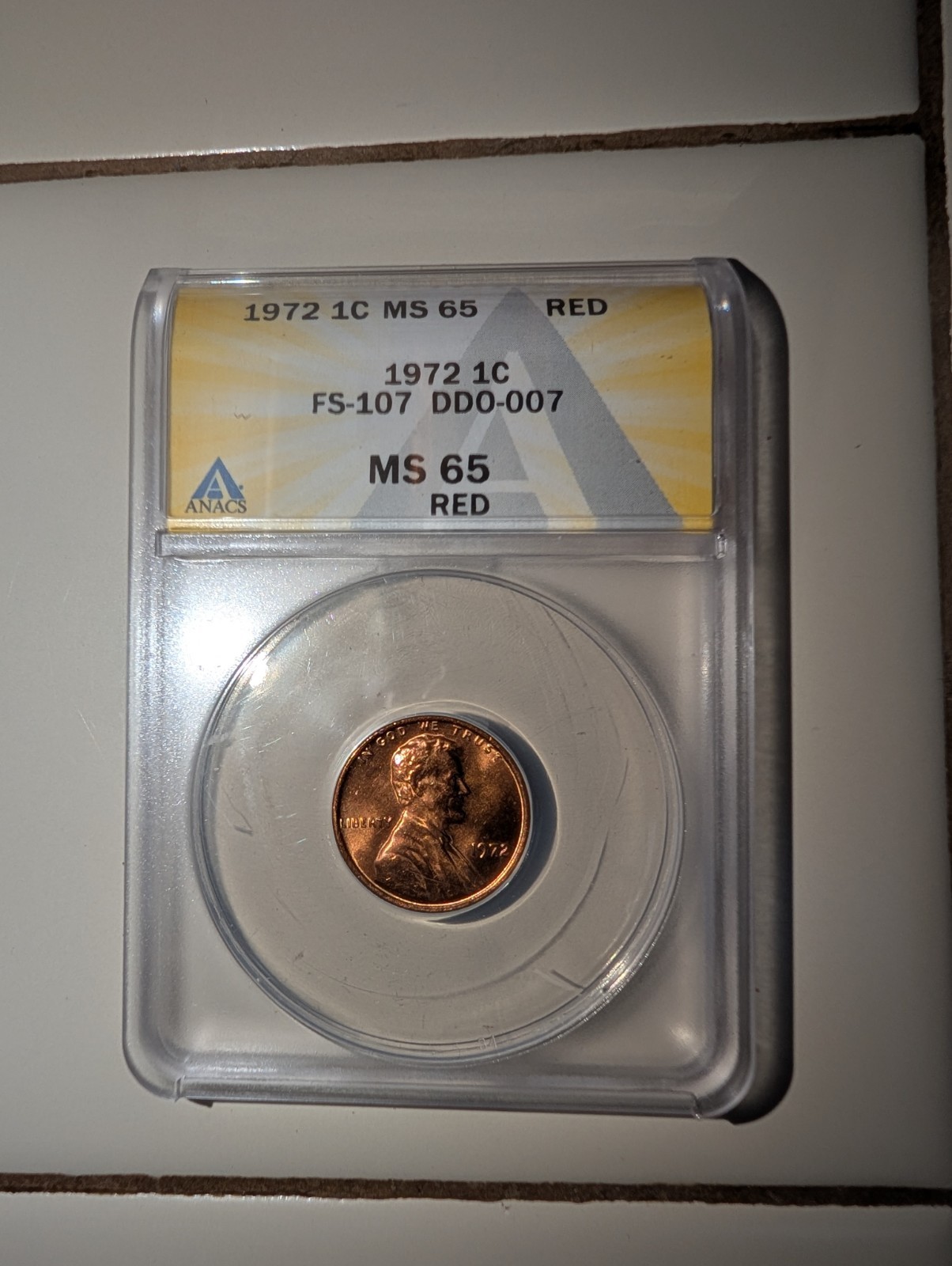 1972 Doubled Die Obverse CENT ANACS MS63RB DDO FS-103 CERTIFIED