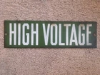 Vintage High Voltage Porcelain Sign Green Original
