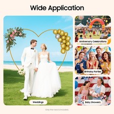 6.89ft Love Heart Shaped Frame Display Arch Kit Gold Metal Balloon Stand