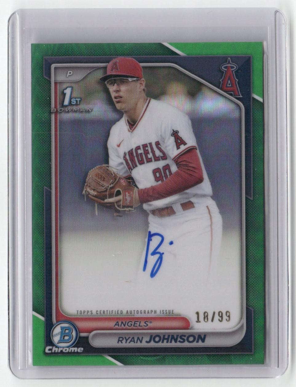 2024 1st Bowman Ryan Johnson Chrome Autographs Green Refractor /99
