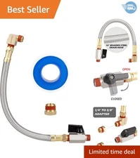 Extended Tank Drain Assembly Kit with 10” Braided Steel Hose for Air Compressor