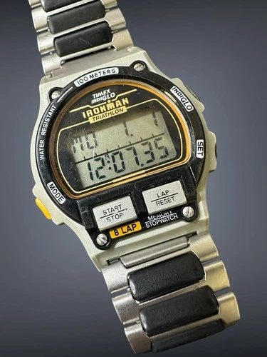 1994 Vintage Timex Ironman Triathlon Digital 8 Lap Memory Stopwatch Watch EUC