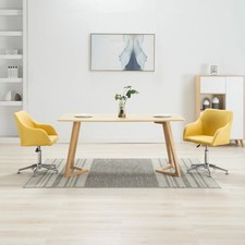 Dining Chair Set of 2 Yellow Fabric Swivel Dining Chair