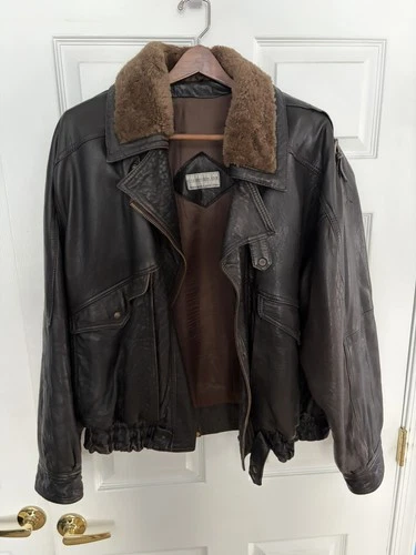 Bloomingdale’s Rare Men’s Store Leather Jacket By Peterborough Row Biker Jacket  - product listing photo