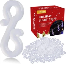 UNEAM Holiday Christmas Light Clips - Pack of 400 Clear All-Purpose Gutter Hook 