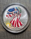 1999 COLORIZED SILVER EAGLE 1 OZ .999 FINE SILVER w/ Case