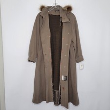 Utex Petite Size 8 Women's Hooded Trench Coat C3787 Acrylic Wool Blend Liner
