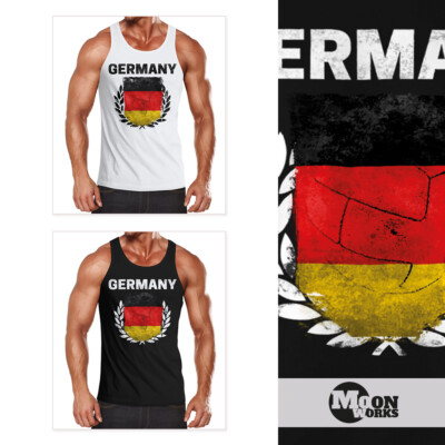 EM WM Tanktop Fanshirt Herren Fußball Deutschland Flagge Vintage MoonWorks 