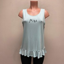 Kate Spade Womens Aqua Sleeveless Ruffle Hem Mrs Bridal Sleep Tank Top Shirt M