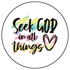 SEEK GOD IN ALL THINGS ENVELOPE SEALS LABELS STICKERS PARTY FAVORS