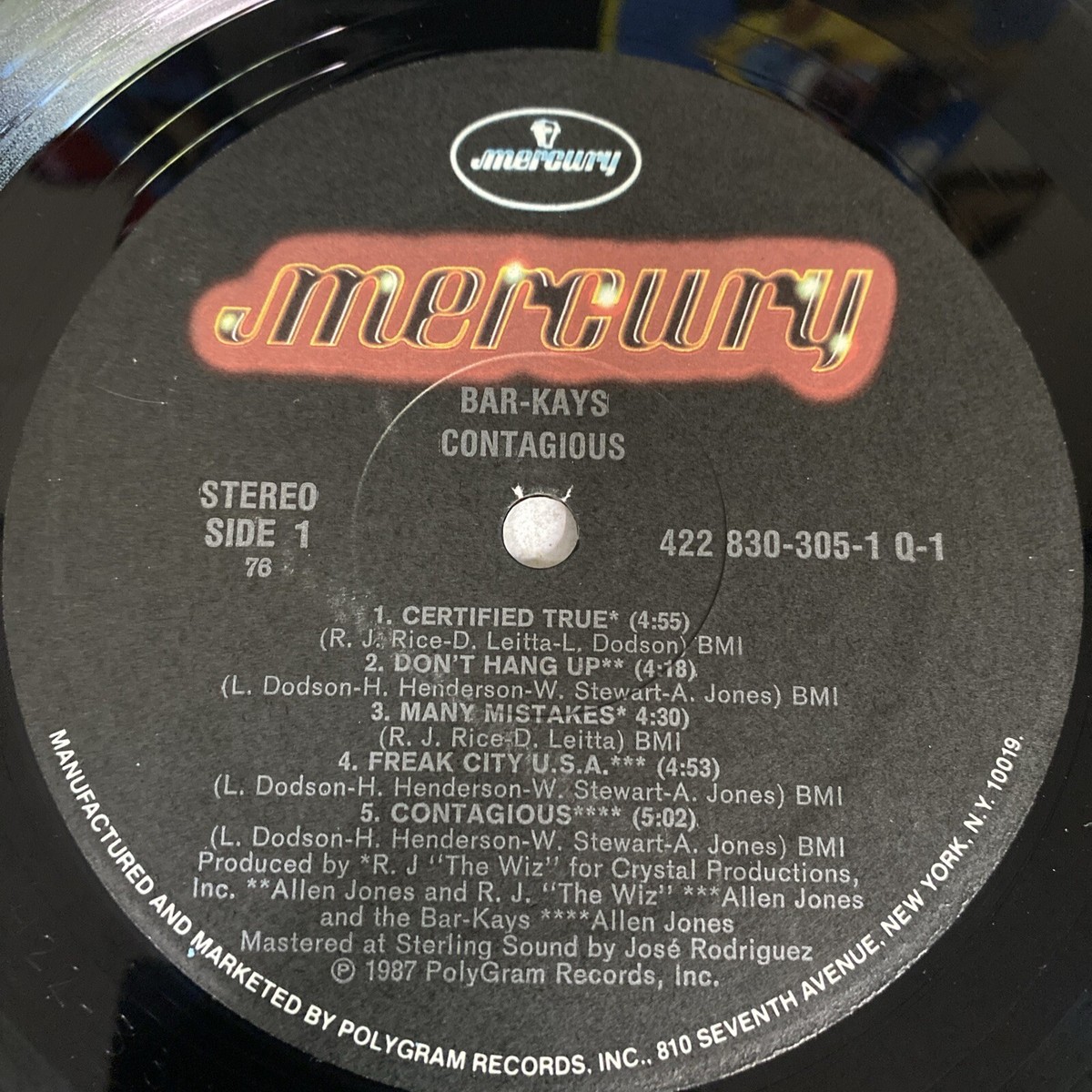 Bar-Kays - Contagious - Used Vinyl Record MERCURY REC.- NEAR MINT