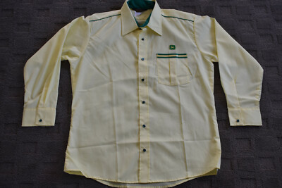 Vintage Men's John Deere Protexall L/S Uniform Shirt Large Snap Front Tractor