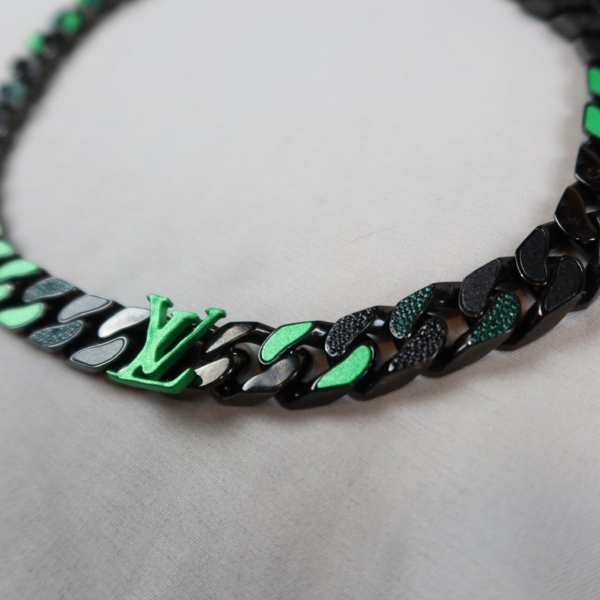 Louis Vuitton Virgil Abloh Chain Necklace 2054 Black Green | eBay
