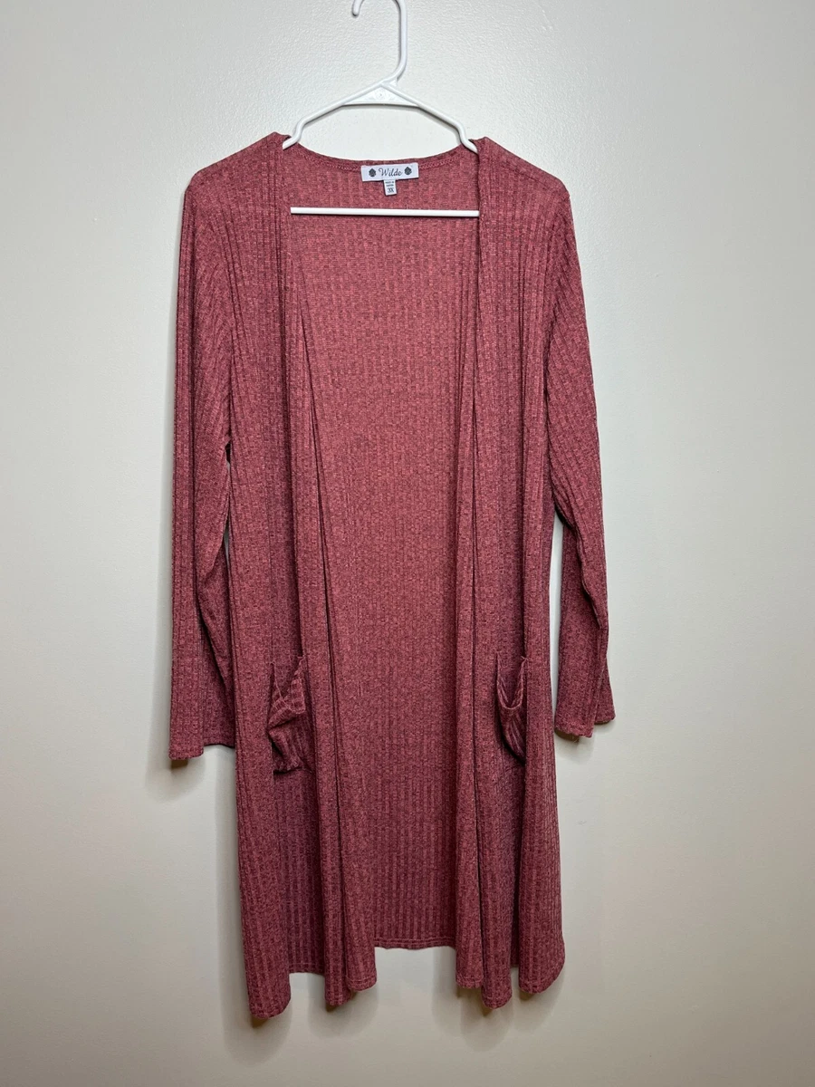 Wilde Brand Long Cardigan Rose Pink with Pockets - Plus Size 3XL | eBay