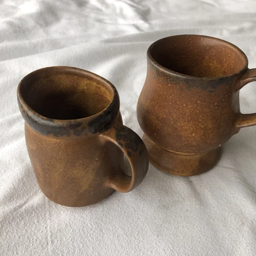 VINTAGE MCCOY MESA LINE CANYON MOTTLED BROWN CREAMER & COFFEE MUG