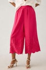 By Anthropologie Wide-Leg Eyelet Crop Pants Pink Embroidered Pocket L US12 NEW — photo 4