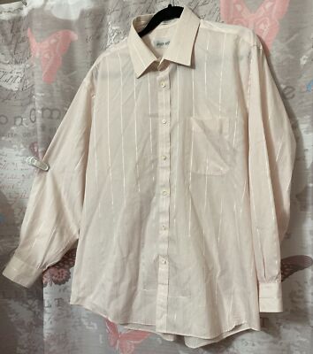 JOHN HENRY Men's Solid Pink Business Regular Fit Button Front Shirt Sz 17(32-33)