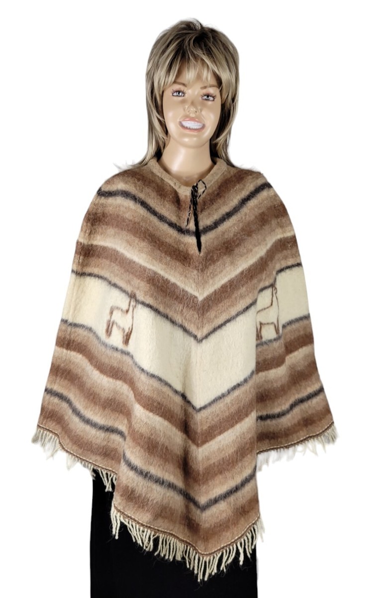 ジャケット・アウター Vintage 70s Peru alpaca poncho Vintage 1970's Quiaqueno Poncho Alpaca Wool Llama Merino