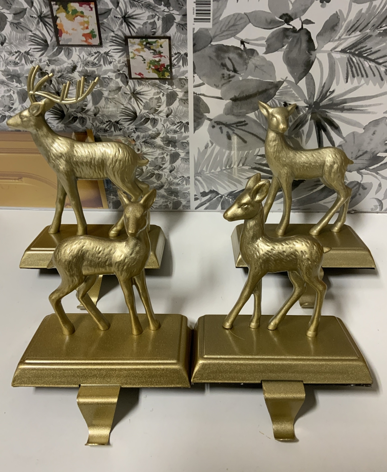 🎄 Metal Reindeer Christmas Stocking Holder 4 pc🆕AS SHOWN‼️