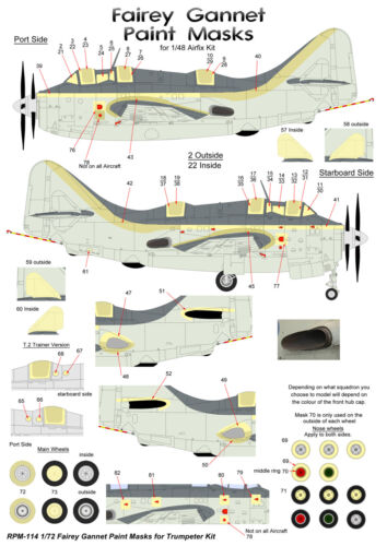 1/48 Ronin Decals Fairey Gannet Paint Masks for Airfix Kit - Picture 2 of 4