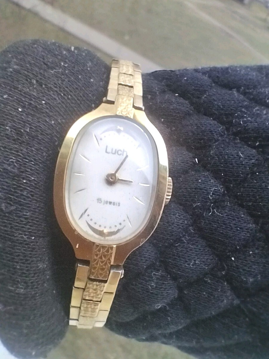 Vintage Luch Mehanical 15 Jewels GOLD PLATED Belarus RUNNING