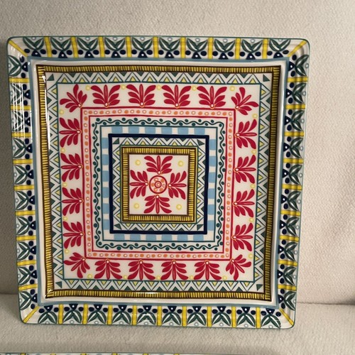 Potter’s Studio Square Colorful Plates Ceramic Red, Yellow, Blue, Green Set 2 - Picture 2 of 5