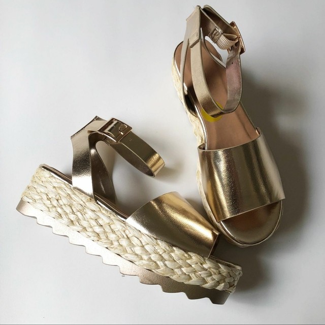 Strappy Gold Platform Sandals | eBay