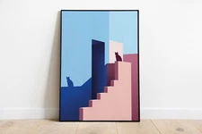 DIGITAL PRINT Minimalist Architectural Poster Wall Art Decor Cat