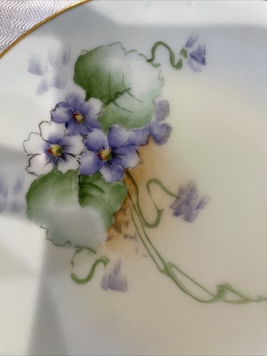Vintage Thomas Bavaria Plate Sevres Purple Florals Gold Rim 6” Hand Painted - Picture 2 of 8