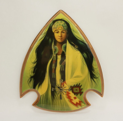 Native American Indian Girl Arrowhead Wall Art Decoupage 20  x 17   Clock Wood