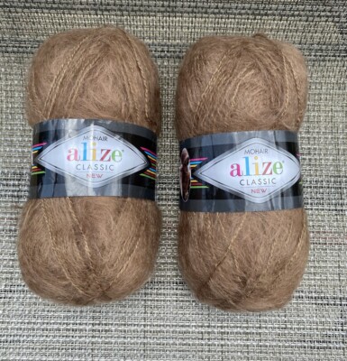 Set of 2 ALIZE Light Brown Turkish Mohair Blend Yarn 3.53 Oz /218.7 Yds 2 Skeins