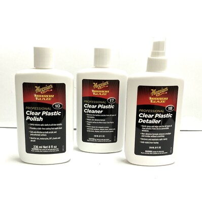 Meguiar's Mirror Glaze Clear Plastic Polish 10, Cleaner 17 & Detailer 18 3-Pack
