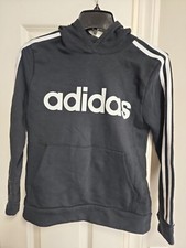 Adidas Youth Medium 10/12 Fleece Lined Pullover Hoodie Black Sweatshirt