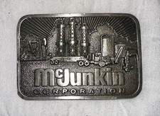 Vintage 1981 McJunkin Corporation 3D Belt Buckle Pewter Oilfield Industry