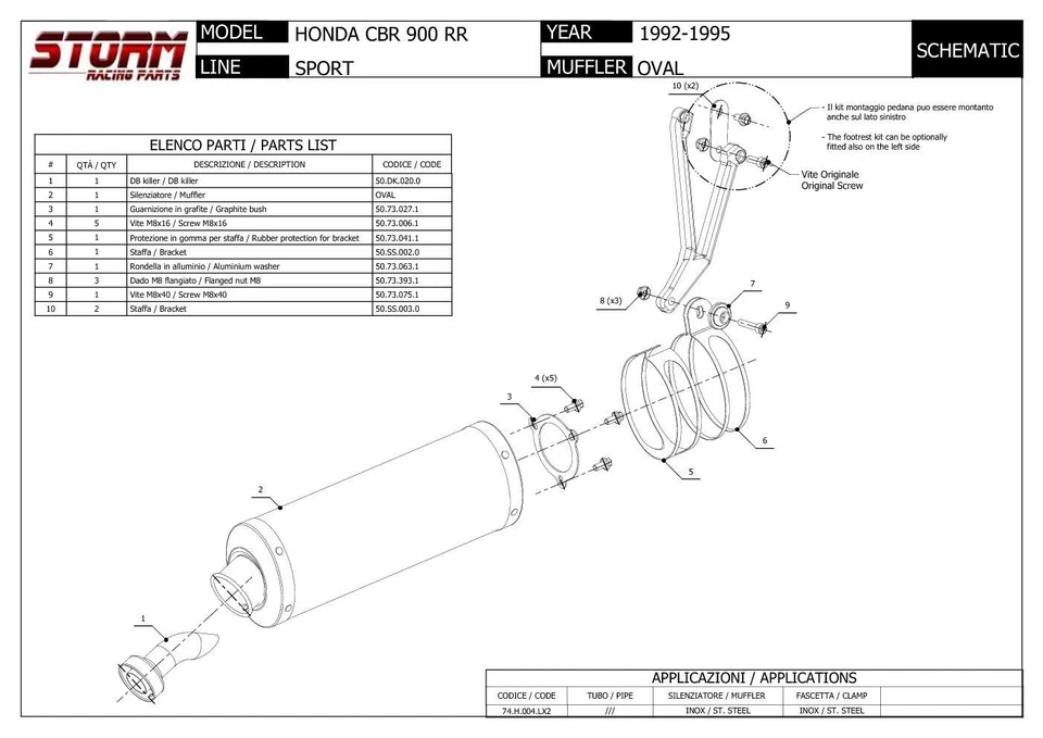 Scarico Storm by Mivv Oval acciaio inox per Honda Cbr 900 Rr 1992 > 1995 Foto 2 de 2